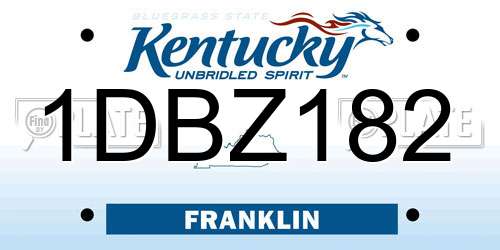 1DBZ182 Kentucky License Plate