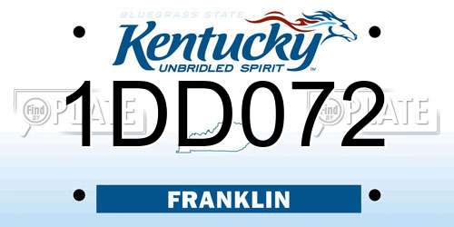 1DD072 Kentucky License Plate