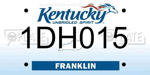 1DH015 Kentucky License Plate