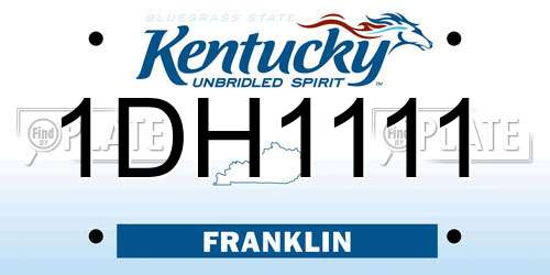 1DH1111 Kentucky License Plate