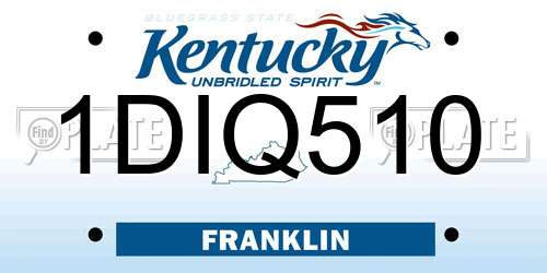 1DIQ510 Kentucky License Plate