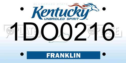 1DO0216 Kentucky License Plate