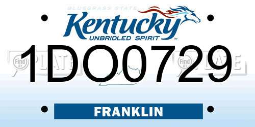 1DO0729 Kentucky License Plate