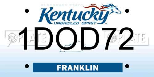 1DOD72 Kentucky License Plate