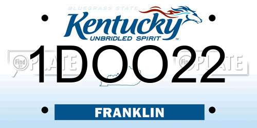 1DOO22 Kentucky License Plate