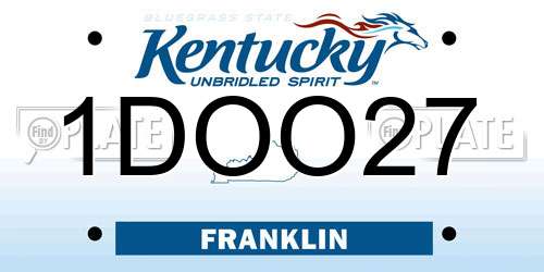 1DOO27 Kentucky License Plate