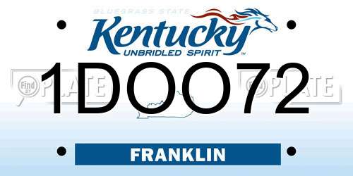 1DOO72 Kentucky License Plate