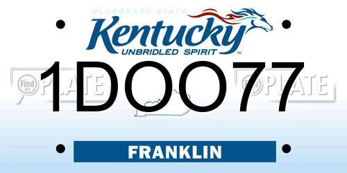 1DOO77 Kentucky License Plate