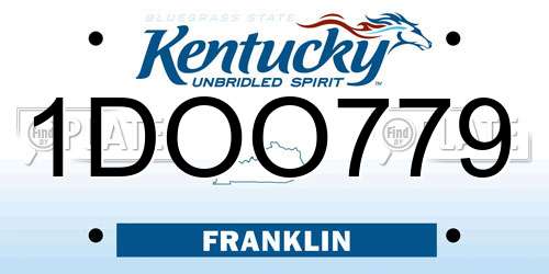 1DOO779 Kentucky License Plate