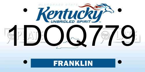 1DOQ779 Kentucky License Plate