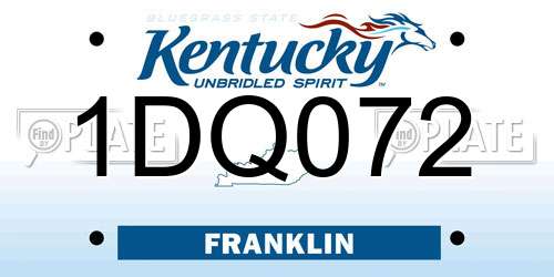 1DQ072 Kentucky License Plate