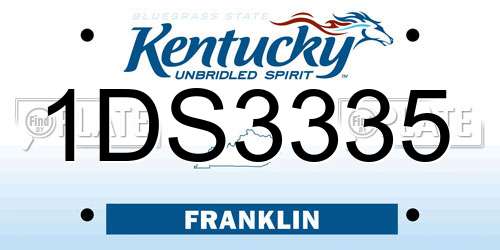 1DS3335 Kentucky License Plate