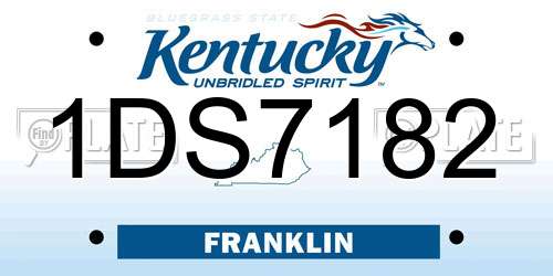 1DS7182 Kentucky License Plate
