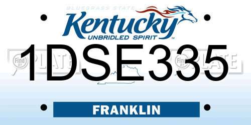 1DSE335 Kentucky License Plate
