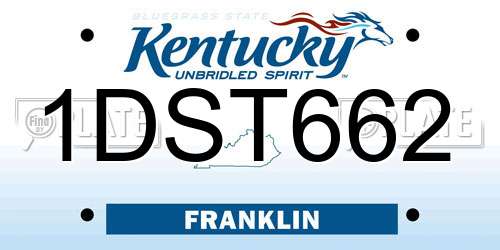 1DST662 Kentucky License Plate