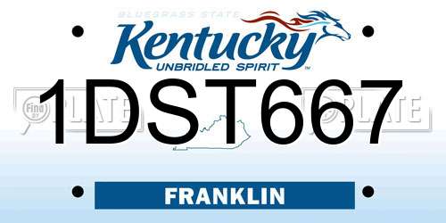 1DST667 Kentucky License Plate