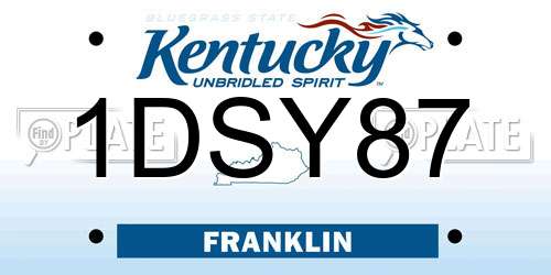 1DSY87 Kentucky License Plate