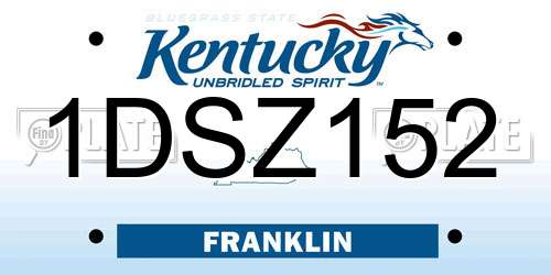 1DSZ152 Kentucky License Plate