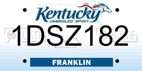 1DSZ182 Kentucky License Plate