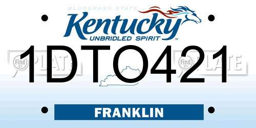 1DTO421 Kentucky License Plate