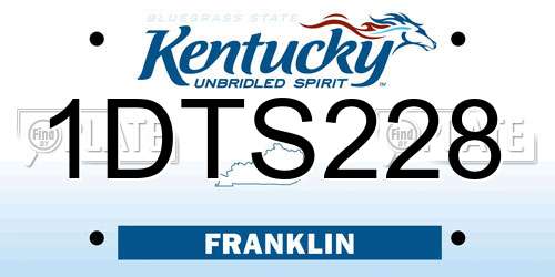 1DTS228 Kentucky License Plate