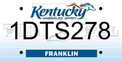 1DTS278 Kentucky License Plate