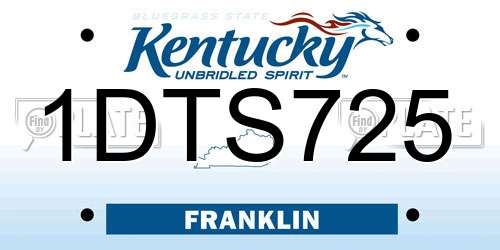 1DTS725 Kentucky License Plate