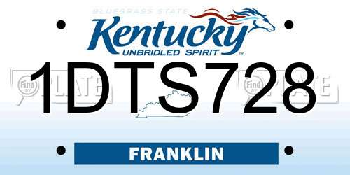 1DTS728 Kentucky License Plate