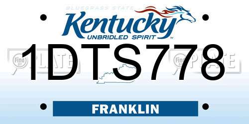 1DTS778 Kentucky License Plate