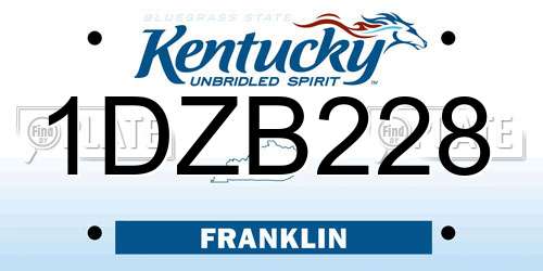 1DZB228 Kentucky License Plate