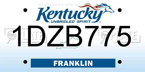 1DZB775 Kentucky License Plate