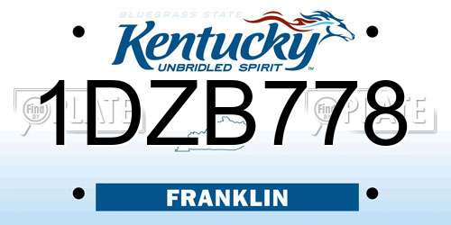 1DZB778 Kentucky License Plate