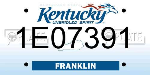 1E07391 Kentucky License Plate
