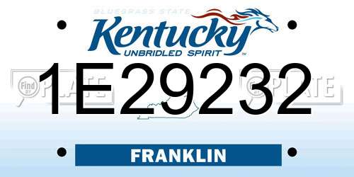 1E29232 Kentucky License Plate