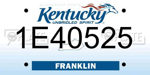 1E40525 Kentucky License Plate