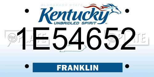 1E54652 Kentucky License Plate