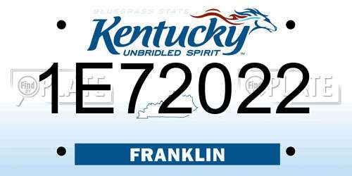 1E72022 Kentucky License Plate