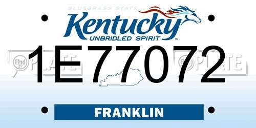 1E77072 Kentucky License Plate