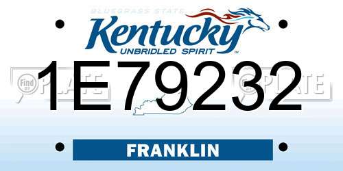 1E79232 Kentucky License Plate