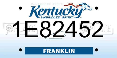 1E82452 Kentucky License Plate