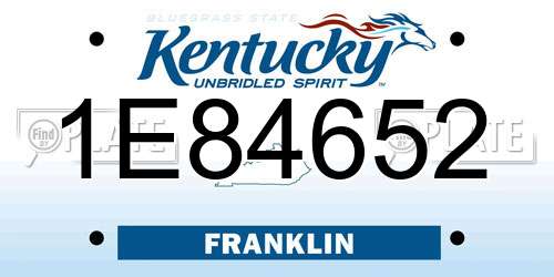 1E84652 Kentucky License Plate