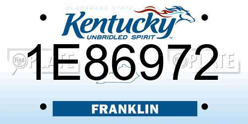 1E86972 Kentucky License Plate