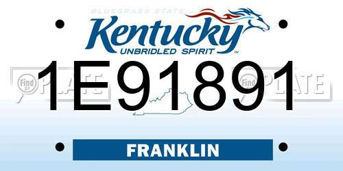 1E91891 Kentucky License Plate