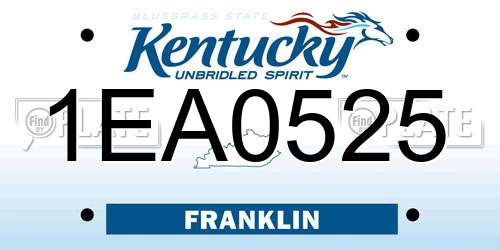 1EA0525 Kentucky License Plate
