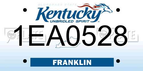 1EA0528 Kentucky License Plate