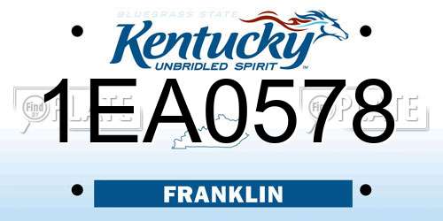 1EA0578 Kentucky License Plate