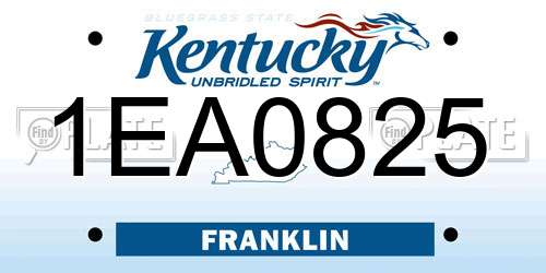 1EA0825 Kentucky License Plate