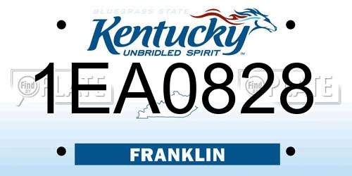 1EA0828 Kentucky License Plate