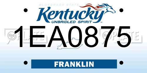 1EA0875 Kentucky License Plate