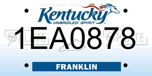 1EA0878 Kentucky License Plate